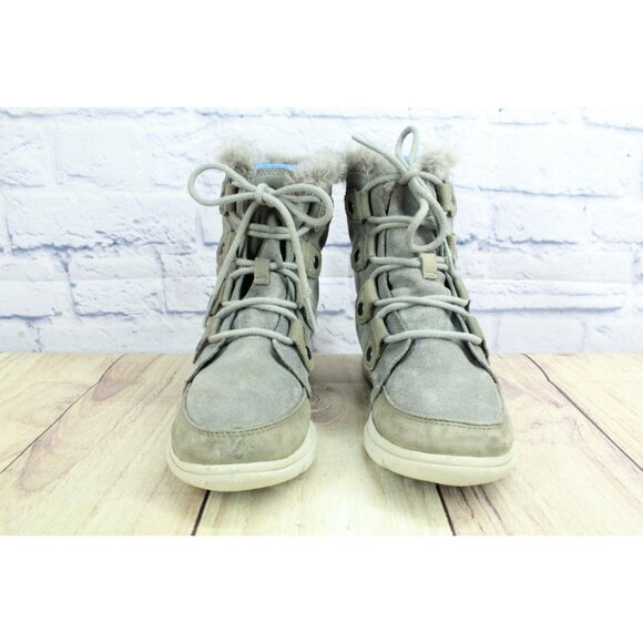Sorel Explorer Joan Gray Leather Winter Boot Size 6 - Picture 3 of 9